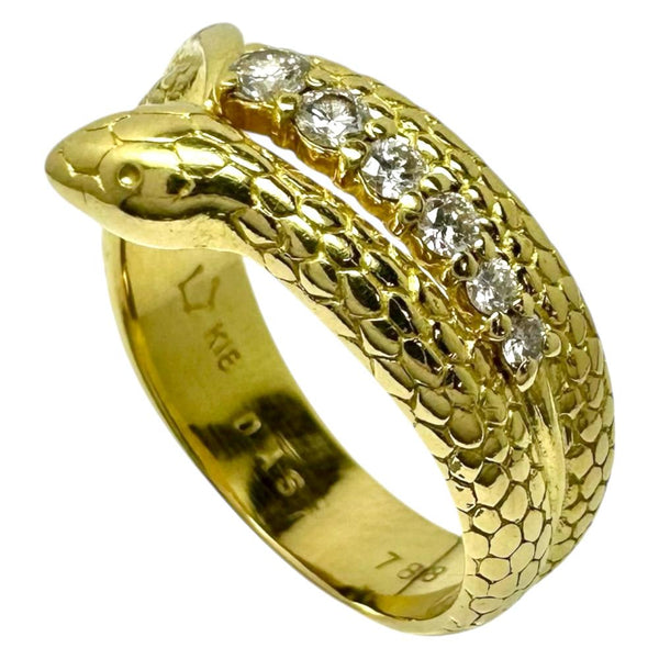 14号【HOSHInoSUNA/星の砂】 スネーク ダイヤモンド 計0.18ct リング・指輪 K18ゴールド 18金 7.1g レディース 【中古】【真子質店】【NN】 【MiMax】