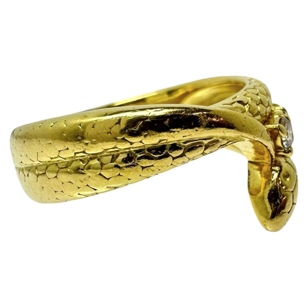 14号【HOSHInoSUNA/星の砂】 スネーク ダイヤモンド 計0.18ct リング・指輪 K18ゴールド 18金 7.1g レディース 【中古】【真子質店】【NN】 【MiMax】