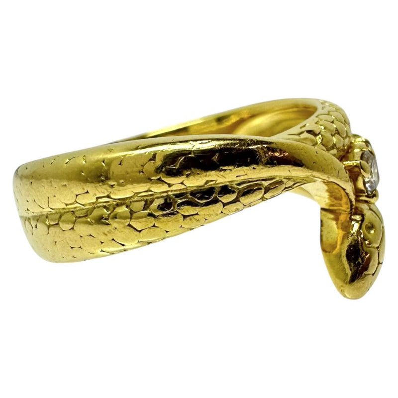14号【HOSHInoSUNA/星の砂】 スネーク ダイヤモンド 計0.18ct リング・指輪 K18ゴールド 18金 7.1g レディース 【中古】【真子質店】【NN】 【MiMax】