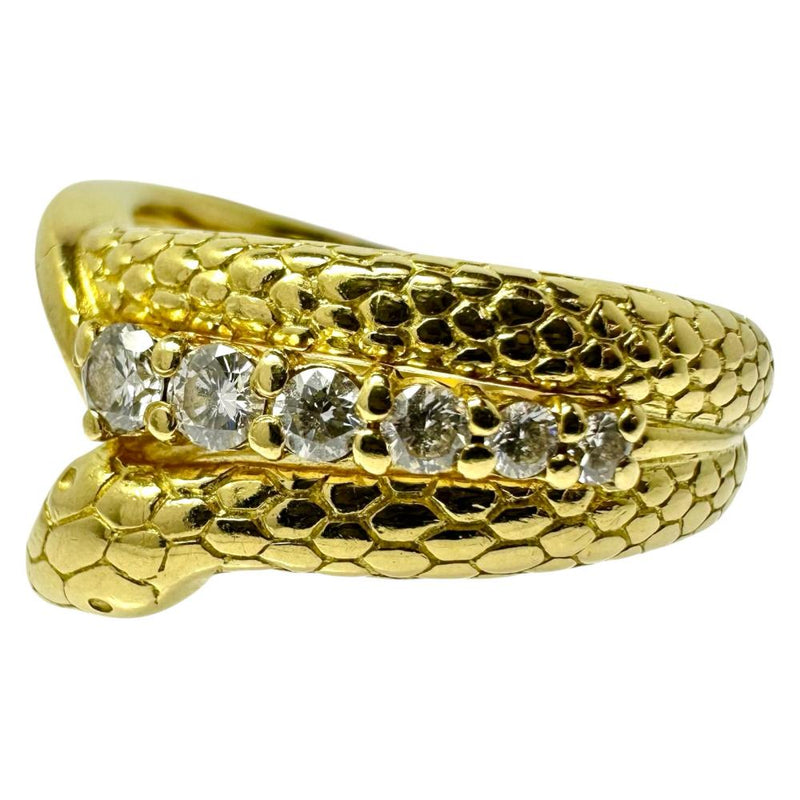 14号【HOSHInoSUNA/星の砂】 スネーク ダイヤモンド 計0.18ct リング・指輪 K18ゴールド 18金 7.1g レディース 【中古】【真子質店】【NN】 【MiMax】
