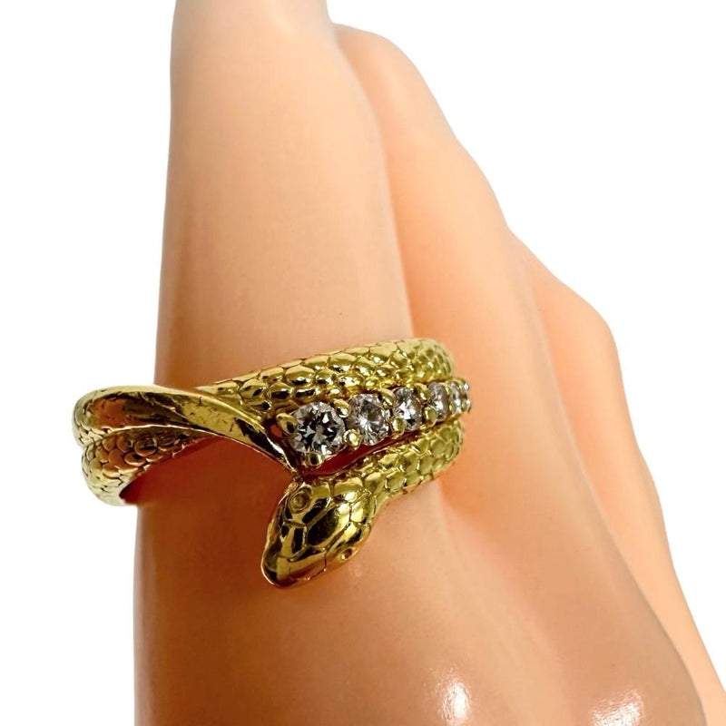 14号【HOSHInoSUNA/星の砂】 スネーク ダイヤモンド 計0.18ct リング・指輪 K18ゴールド 18金 7.1g レディース 【中古】【真子質店】【NN】 【MiMax】