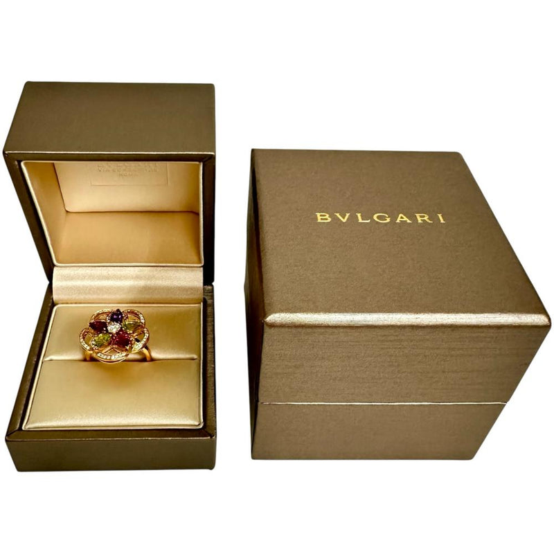 14.5号【BVLGARI/ブルガリ】 フラワーモチーフ ダイヤモンド/ピンクトルマリン/ペリドット/アメジスト リング・指輪 ディーヴァドリーム K18PGピンクゴールド 18金 7.4g レディース 【中古】【真子質店】【BL】 【YYxx】