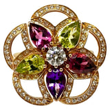 14.5号【BVLGARI/ブルガリ】 フラワーモチーフ ダイヤモンド/ピンクトルマリン/ペリドット/アメジスト リング・指輪 ディーヴァドリーム K18PGピンクゴールド 18金 7.4g レディース 【中古】【真子質店】【BL】 【YYxx】