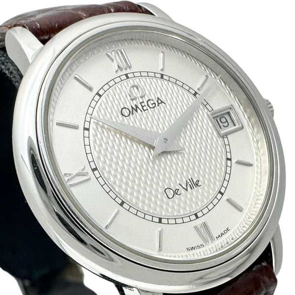 【OMEGA/オメガ】 デヴィル 596.1479 腕時計 ステンレススチール/レザー クオーツ シルバー文字盤/ボルドー社外レザー レディース 【中古】【真子質店】【BL】 【Maxx】