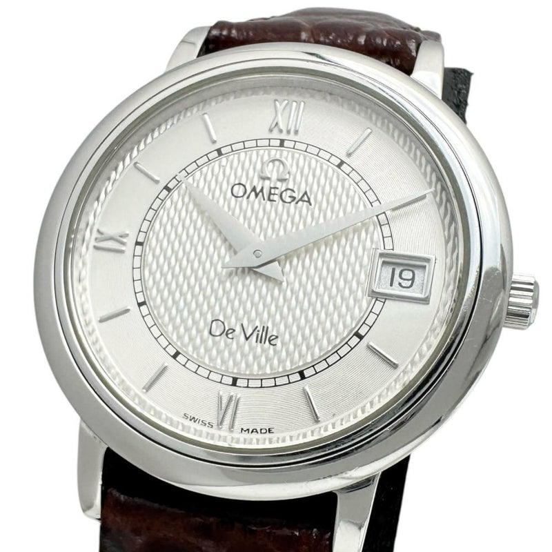 【OMEGA/オメガ】 デヴィル 596.1479 腕時計 ステンレススチール/レザー クオーツ シルバー文字盤/ボルドー社外レザー レディース 【中古】【真子質店】【BL】 【Maxx】