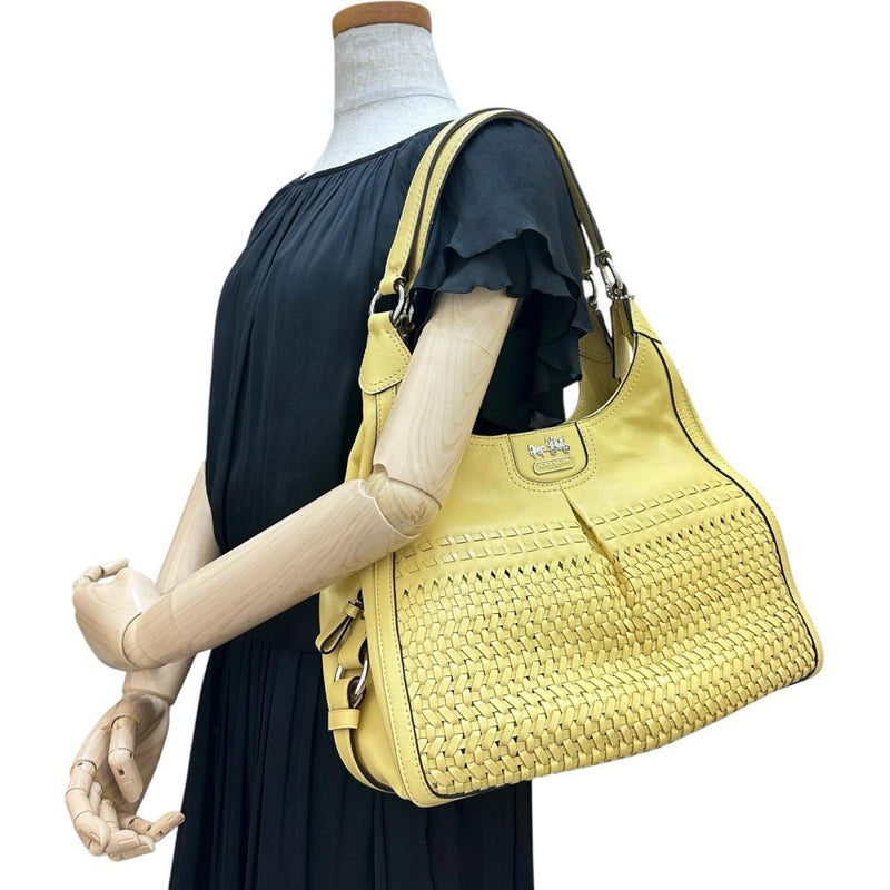 【COACH/コーチ】 23385 編み込み ハンドバッグ レザー イエローレザー/シルバー金具 レディース【中古】【真子質店】【BL】 【Dx】