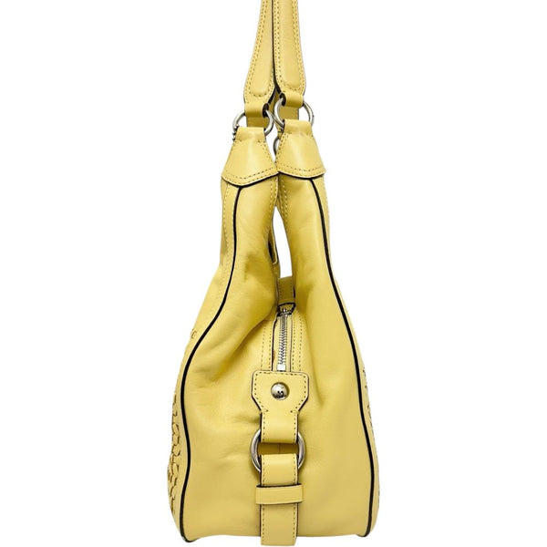 【COACH/コーチ】 23385 編み込み ハンドバッグ レザー イエローレザー/シルバー金具 レディース【中古】【真子質店】【BL】 【Dx】