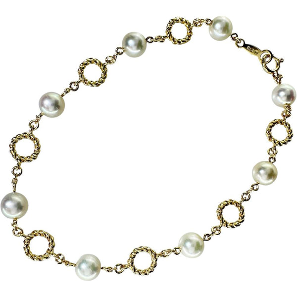 【MIKIMOTO/ミキモト】 アコヤ真珠5.3mm ブレスレット K18ゴールド 18金 4.8g 17.5cm レディース 【中古】【真子質店】【NN】 【MoMiMa】