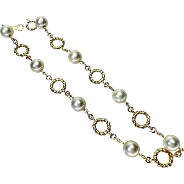 【MIKIMOTO/ミキモト】 アコヤ真珠5.3mm ブレスレット K18ゴールド 18金 4.8g 17.5cm レディース 【中古】【真子質店】【NN】 【MoMiMa】