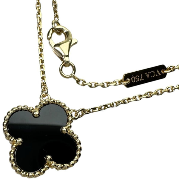 【Van Cleef & Arpels/ヴァンクリーフ＆アーペル】 オニキス ネックレス ヴィンテージアルハンブラ K18ゴールド 18金 5.0g 42cm レディース 【中古】【真子質店】【BL】 【MaxTMo】