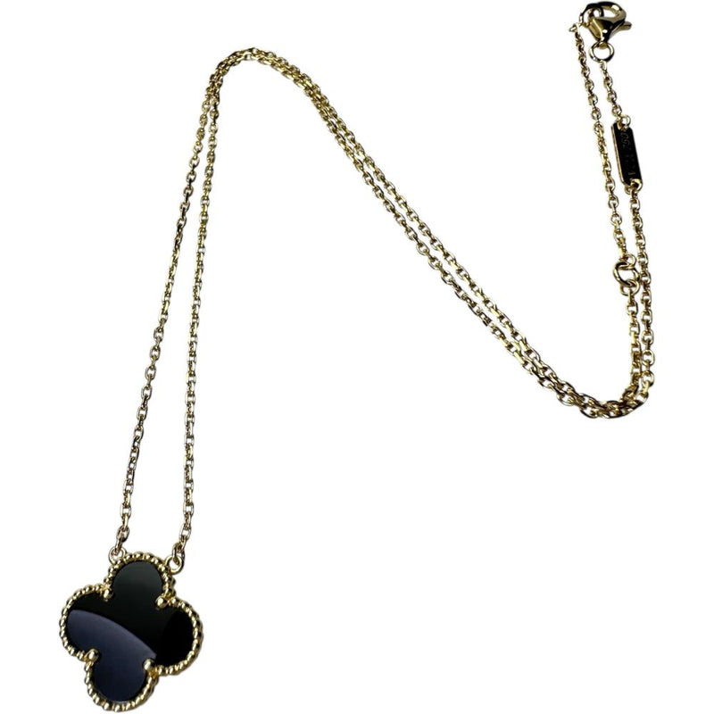 【Van Cleef & Arpels/ヴァンクリーフ＆アーペル】 オニキス ネックレス ヴィンテージアルハンブラ K18ゴールド 18金 5.0g 42cm レディース 【中古】【真子質店】【BL】 【MaxTMo】