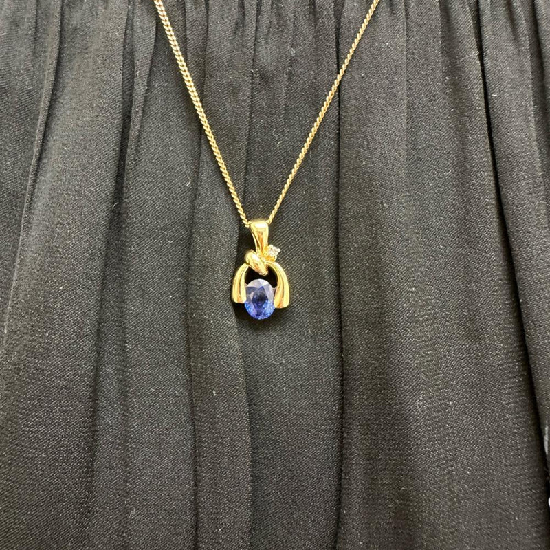サファイア 1.26ct ダイヤモンド 0.18ct ペンダントトップ K18ゴールド 18金 2.9g レディース 【中古】【真子質店】【NN】 【MoMox】