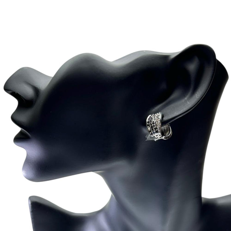ピアリング ダイヤモンド/ブラックダイヤモンド 計0.52×2ct シェル オニキス イヤリング K18WGホワイトゴールド 18金 7.6g レディース 【中古】【真子質店】【NN】 【SMaMo】