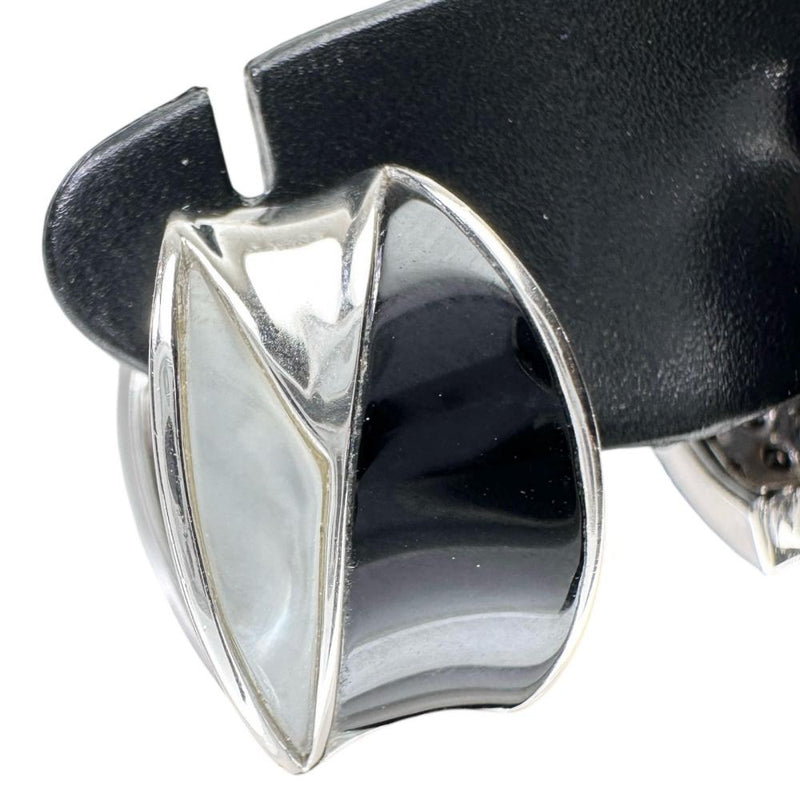 ピアリング ダイヤモンド/ブラックダイヤモンド 計0.52×2ct シェル オニキス イヤリング K18WGホワイトゴールド 18金 7.6g レディース 【中古】【真子質店】【NN】 【SMaMo】