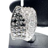 ピアリング ダイヤモンド/ブラックダイヤモンド 計0.52×2ct シェル オニキス イヤリング K18WGホワイトゴールド 18金 7.6g レディース 【中古】【真子質店】【NN】 【SMaMo】