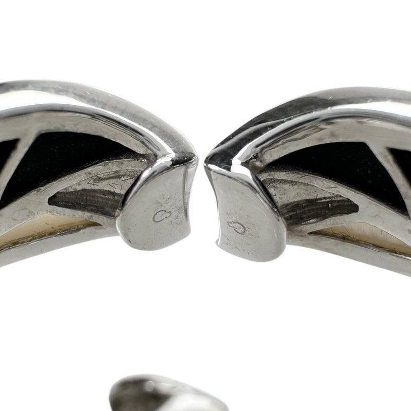 ピアリング ダイヤモンド/ブラックダイヤモンド 計0.52×2ct シェル オニキス イヤリング K18WGホワイトゴールド 18金 7.6g レディース 【中古】【真子質店】【NN】 【SMaMo】