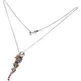 パール/真珠 9.3mm マルチサファイア 計2.15ct ダイヤモンド 計0.07ct ネックレス K18WGホワイトゴールド 18金 9.4g 45cm レディース 【中古】【真子質店】【NN】 【IxTMa】