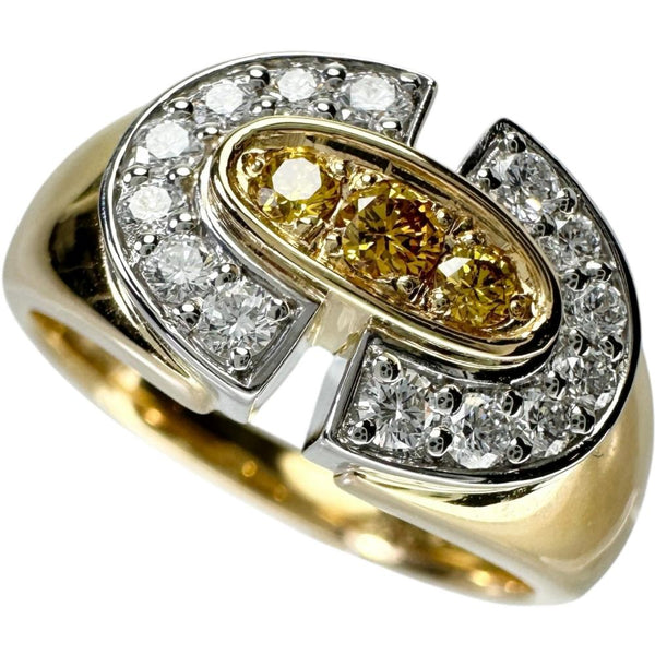 18号【POLA/ポーラ】 ダイヤモンド 0.32ct イエローダイヤモンド 0.13ct リング・指輪 K18ゴールド 18金/Pt900プラチナ 8.9g レディース 【中古】【真子質店】【NN】 【IIxx】