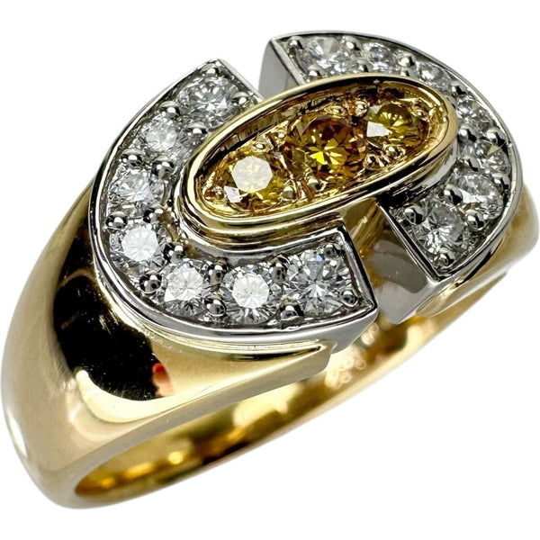 18号【POLA/ポーラ】 ダイヤモンド 0.32ct イエローダイヤモンド 0.13ct リング・指輪 K18ゴールド 18金/Pt900プラチナ 8.9g レディース 【中古】【真子質店】【NN】 【IIxx】