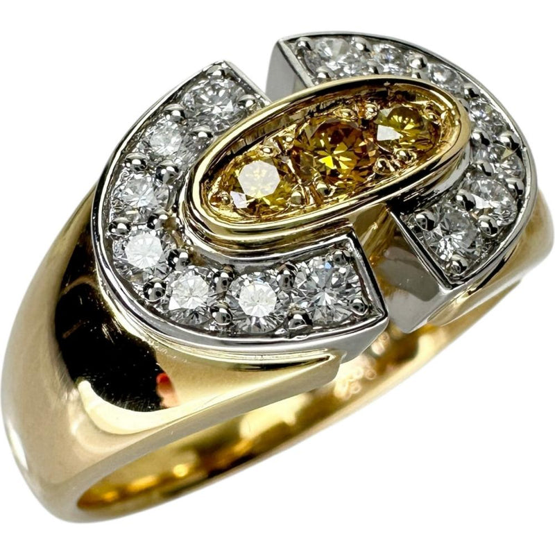 18号【POLA/ポーラ】 ダイヤモンド 0.32ct イエローダイヤモンド 0.13ct リング・指輪 K18ゴールド 18金/Pt900プラチナ 8.9g レディース 【中古】【真子質店】【NN】 【IIxx】
