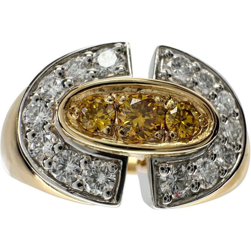18号【POLA/ポーラ】 ダイヤモンド 0.32ct イエローダイヤモンド 0.13ct リング・指輪 K18ゴールド 18金/Pt900プラチナ 8.9g レディース 【中古】【真子質店】【NN】 【IIxx】