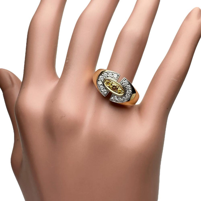 18号【POLA/ポーラ】 ダイヤモンド 0.32ct イエローダイヤモンド 0.13ct リング・指輪 K18ゴールド 18金/Pt900プラチナ 8.9g レディース 【中古】【真子質店】【NN】 【IIxx】