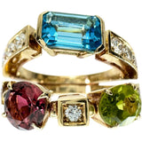 13号【BVLGARI/ブルガリ】 アレグラ ブルートパーズ/ペリドット/ガーネット ダイヤモンド リング・指輪 K18ゴールド 18金 8.2g レディース 【中古】【真子質店】【GD】 【MaMiMox】