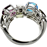10号【BVLGARI/ブルガリ】 アレグラ ペリドット/ブルートパーズ/ガーネット ダイヤモンド リング・指輪 K18WGホワイトゴールド 18金 7.5g レディース 【中古】【真子質店】【GD】 【MaMiMox】
