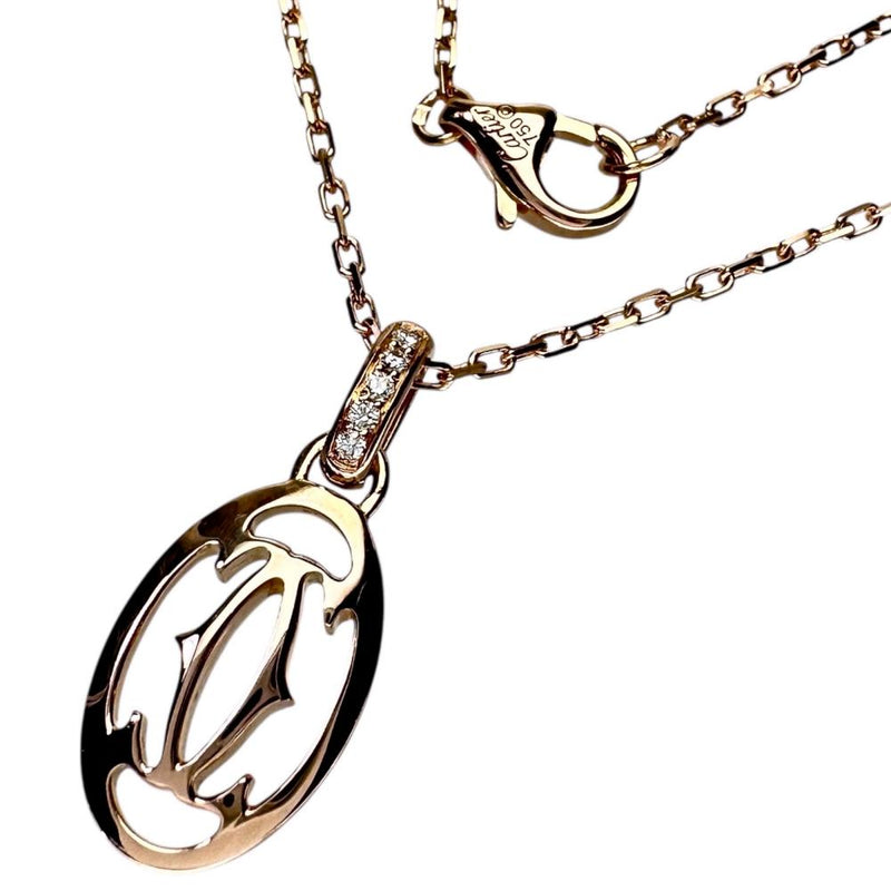 【CARTIER/カルティエ】 ロゴ ダイヤモンド 5P ネックレス K18PGピンクゴールド 18金 4.1g 41.0cm レディース 【中古】【真子質店】【GD】 【IMiKx】