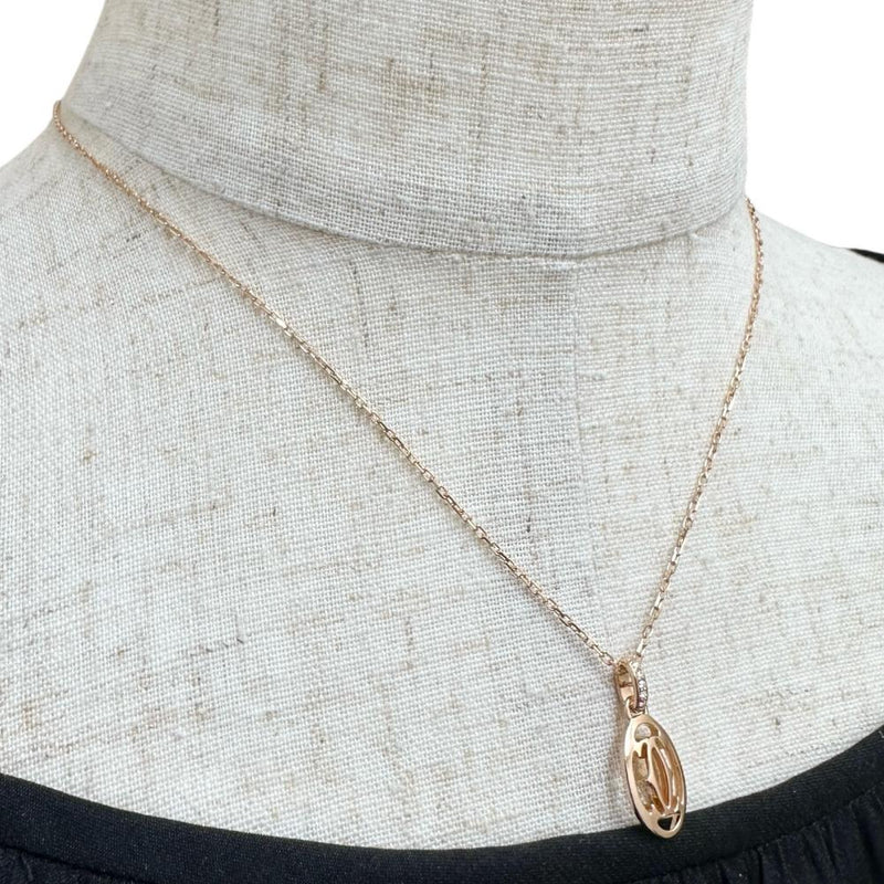 【CARTIER/カルティエ】 ロゴ ダイヤモンド 5P ネックレス K18PGピンクゴールド 18金 4.1g 41.0cm レディース 【中古】【真子質店】【GD】 【IMiKx】