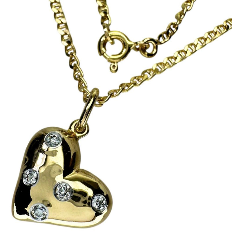 【TIFFANY&Co./ティファニー】 社外チェーン ダイヤモンド 5P ネックレス ドッツハート K18ゴールド 18金/Pt950プラチナ 10.0g 40.0cm レディース 【中古】【真子質店】【GD】 【IDKD】