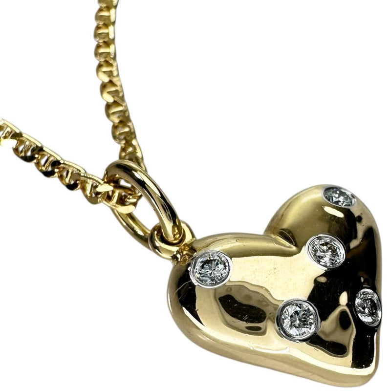【TIFFANY&Co./ティファニー】 社外チェーン ダイヤモンド 5P ネックレス ドッツハート K18ゴールド 18金/Pt950プラチナ 10.0g 40.0cm レディース 【中古】【真子質店】【GD】 【IDKD】