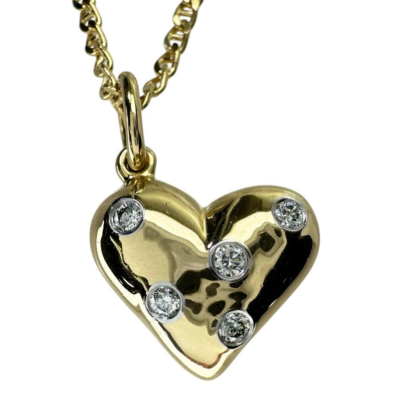 【TIFFANY&Co./ティファニー】 社外チェーン ダイヤモンド 5P ネックレス ドッツハート K18ゴールド 18金/Pt950プラチナ 10.0g 40.0cm レディース 【中古】【真子質店】【GD】 【IDKD】
