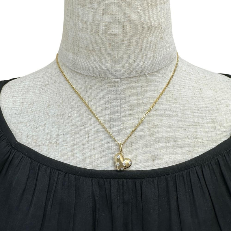 【TIFFANY&Co./ティファニー】 社外チェーン ダイヤモンド 5P ネックレス ドッツハート K18ゴールド 18金/Pt950プラチナ 10.0g 40.0cm レディース 【中古】【真子質店】【GD】 【IDKD】