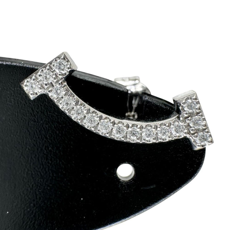 【TIFFANY&Co./ティファニー】 ダイヤモンド ピアス Tスマイル ミニ K18WGホワイトゴールド 18金 1.7g レディース 【中古】【真子質店】【GD】 【IMoDx】
