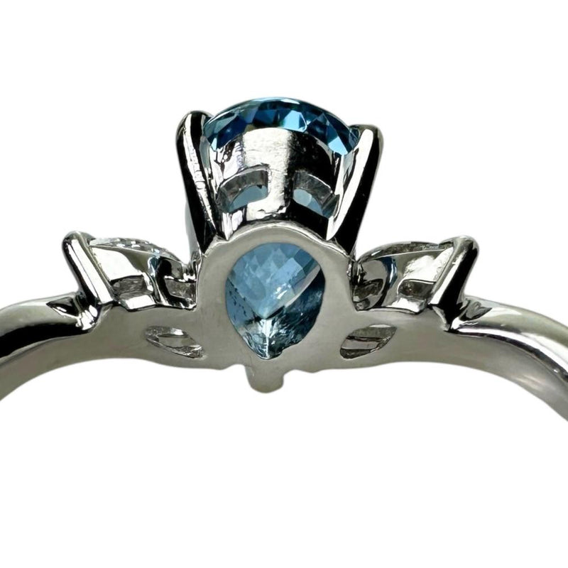 12号 サンタマリアカラーアクアマリン 1.25ct ダイヤモンド 0.32ct リング・指輪 Pt900プラチナ 5.6g レディース 【中古】【真子質店】【NN】 【IxDMo】
