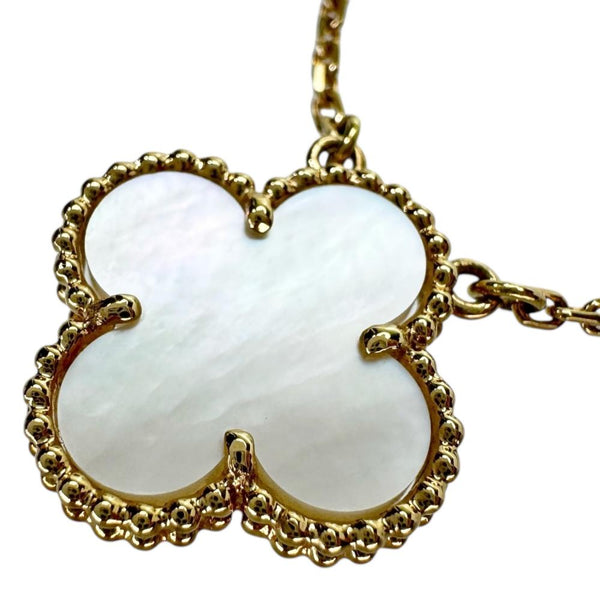 【Van Cleef & Arpels/ヴァンクリーフ＆アーペル】 ホワイトシェル ネックレス ヴィンテージアルハンブラ K18ゴールド 18金 5.0g 41.5cm レディース 【中古】【真子質店】【GD】 【MaxMix】