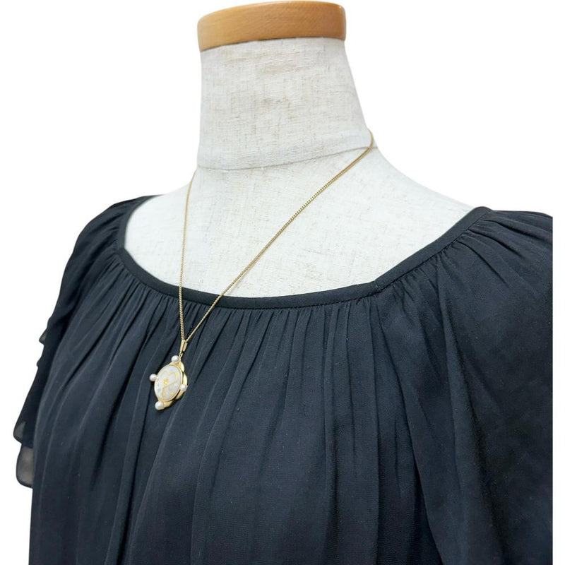 【MIKIMOTO/ミキモト】 ピクウェ/象嵌 シェル 真珠3.5-4.0ｍｍ ペンダントトップ シェル/K18ゴールド 18金 6.3g レディース 【中古】【真子質店】【GD】 【SSx】
