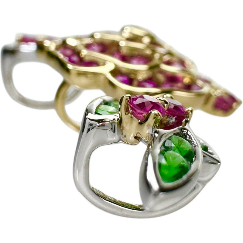 ルビー 計0.80ct グリーングロッシュラーガーネット 計0.37ct ペンダントトップ K18YGイエローゴールド 18金/K18WGホワイトゴールド 18金 3.2g レディース 【中古】【真子質店】【NN】 【DDx】