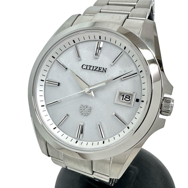 【CITIZEN/シチズン】 ザ・シチズン AQ4060-50W 300本限定 エコドライブ 腕時計 ステンレススチール ソーラー 模様入りホワイトシェル文字盤 メンズ 【中古】【真子質店】【GD】 【IMaMox】