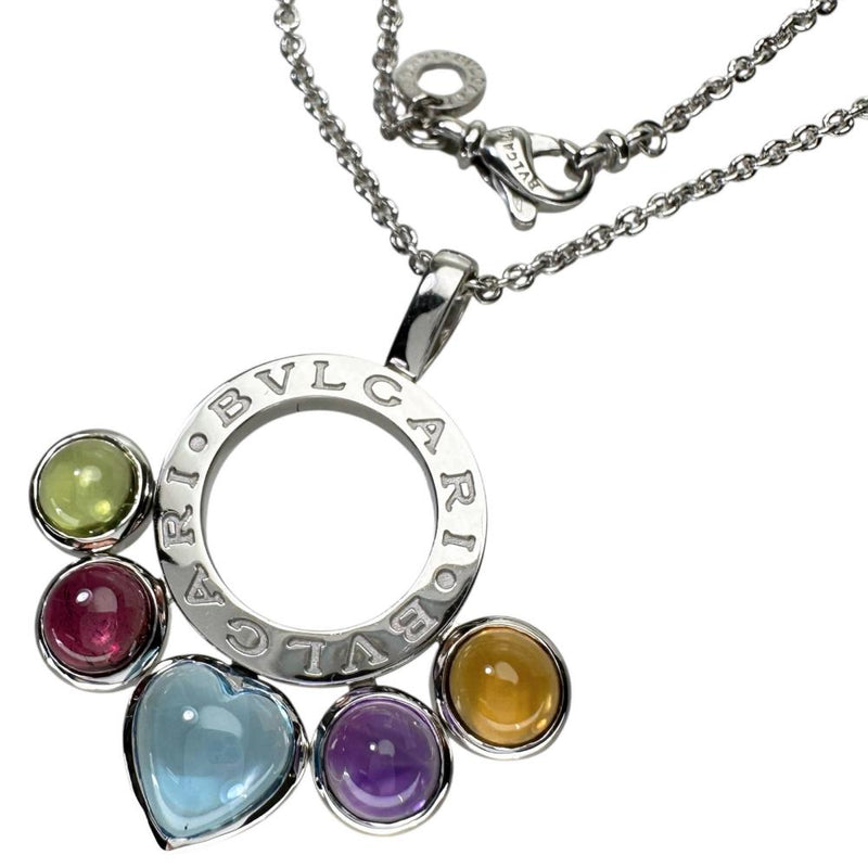 【BVLGARI/ブルガリ】 アレグラ マルチカラーストーン ネックレス K18WGホワイトゴールド 18金 15.4g 41.0cm レディース 【中古】【真子質店】【GD】 【TMiSMa】