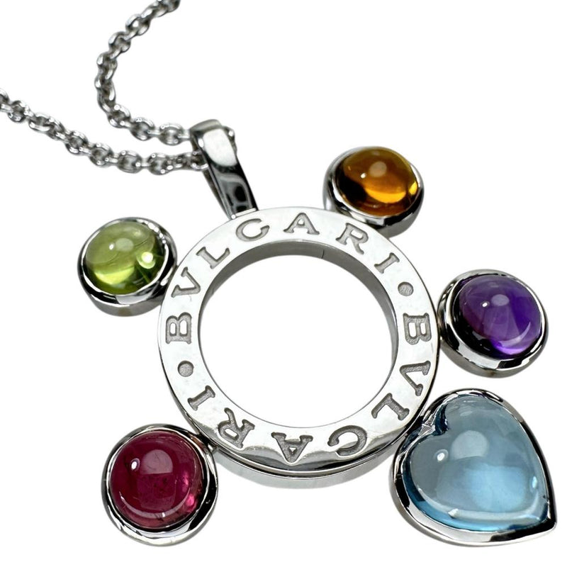 【BVLGARI/ブルガリ】 アレグラ マルチカラーストーン ネックレス K18WGホワイトゴールド 18金 15.4g 41.0cm レディース 【中古】【真子質店】【GD】 【TMiSMa】