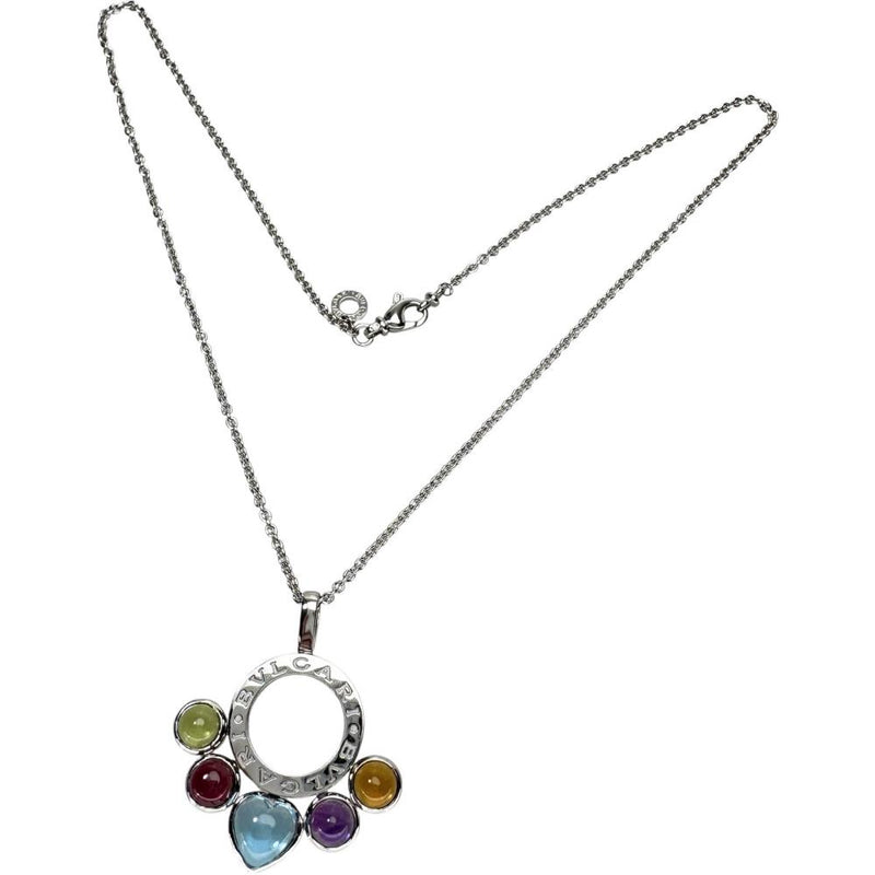 【BVLGARI/ブルガリ】 アレグラ マルチカラーストーン ネックレス K18WGホワイトゴールド 18金 15.4g 41.0cm レディース 【中古】【真子質店】【GD】 【TMiSMa】