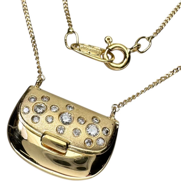 【UNOAERRE/ウノアエレ】 バッグデザイン ダイヤモンド 計0.24ct ネックレス K18ゴールド 18金 5.5g 41.0cm レディース 【中古】【真子質店】【GD】 【KST】