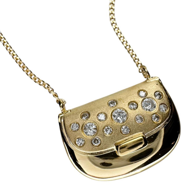 【UNOAERRE/ウノアエレ】 バッグデザイン ダイヤモンド 計0.24ct ネックレス K18ゴールド 18金 5.5g 41.0cm レディース 【中古】【真子質店】【GD】 【KST】