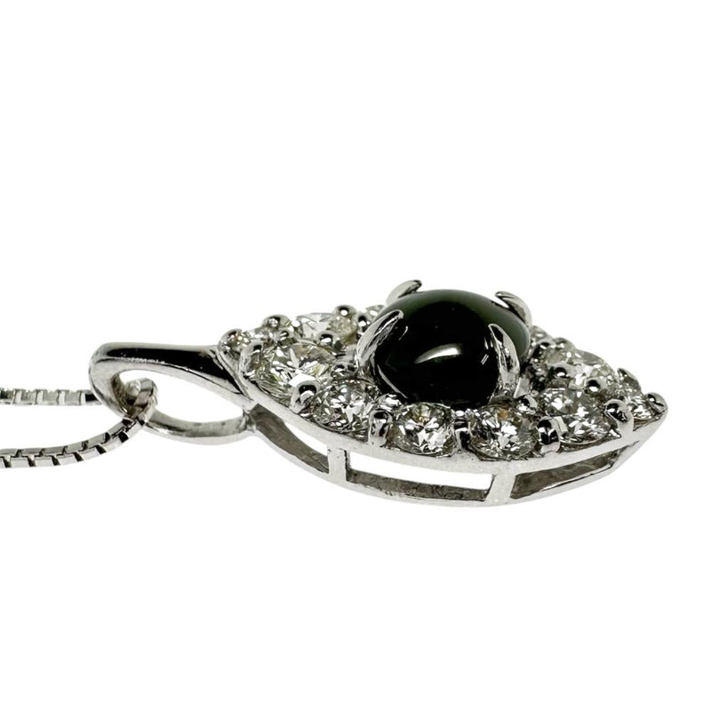 アレキサンドライトキャッツアイ 0.88ct ダイヤモンド 計0.59ct ネックレス K18WGホワイトゴールド 18金 3.6g 45cm レディース 【中古】【真子質店】【NN】 【MiSI】