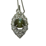 アレキサンドライトキャッツアイ 0.88ct ダイヤモンド 計0.59ct ネックレス K18WGホワイトゴールド 18金 3.6g 45cm レディース 【中古】【真子質店】【NN】 【MiSI】