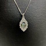 アレキサンドライトキャッツアイ 0.88ct ダイヤモンド 計0.59ct ネックレス K18WGホワイトゴールド 18金 3.6g 45cm レディース 【中古】【真子質店】【NN】 【MiSI】
