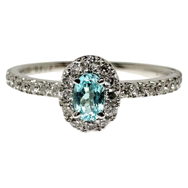 12号 パライバトルマリン 0.164ct ダイヤモンド 計0.25ct リング・指輪 Pt900プラチナ 2.8g レディース 【中古】【真子質店】【NN】 【KKx】