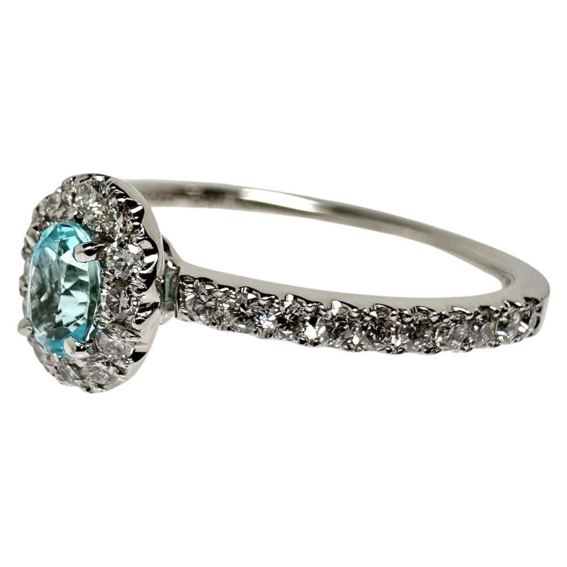 12号 パライバトルマリン 0.164ct ダイヤモンド 計0.25ct リング・指輪 Pt900プラチナ 2.8g レディース 【中古】【真子質店】【NN】 【KKx】
